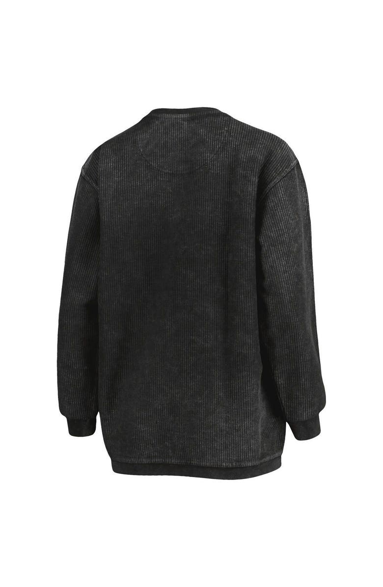 PRESSBOX Women's Pressbox Black Miami Hurricanes Comfy Cord Vintage Wash Basic Arch Pullover Sweatshirt, Alternate, color, Black