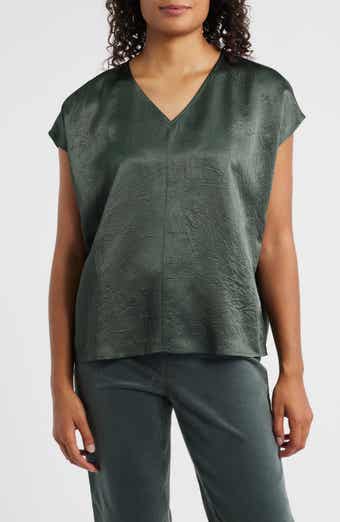 V-Neck Square Satin Top