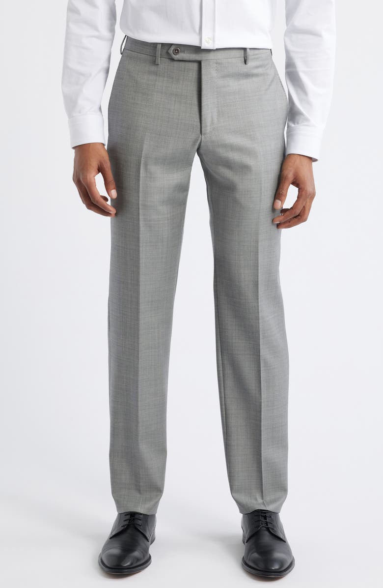 Zanella Parker Classic Wool Sharkskin Dress Pants, Main, color, Grey