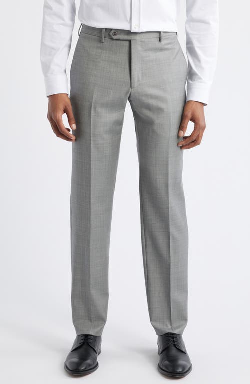 Zanella Parker Classic Wool Sharkskin Dress Pants in Grey 