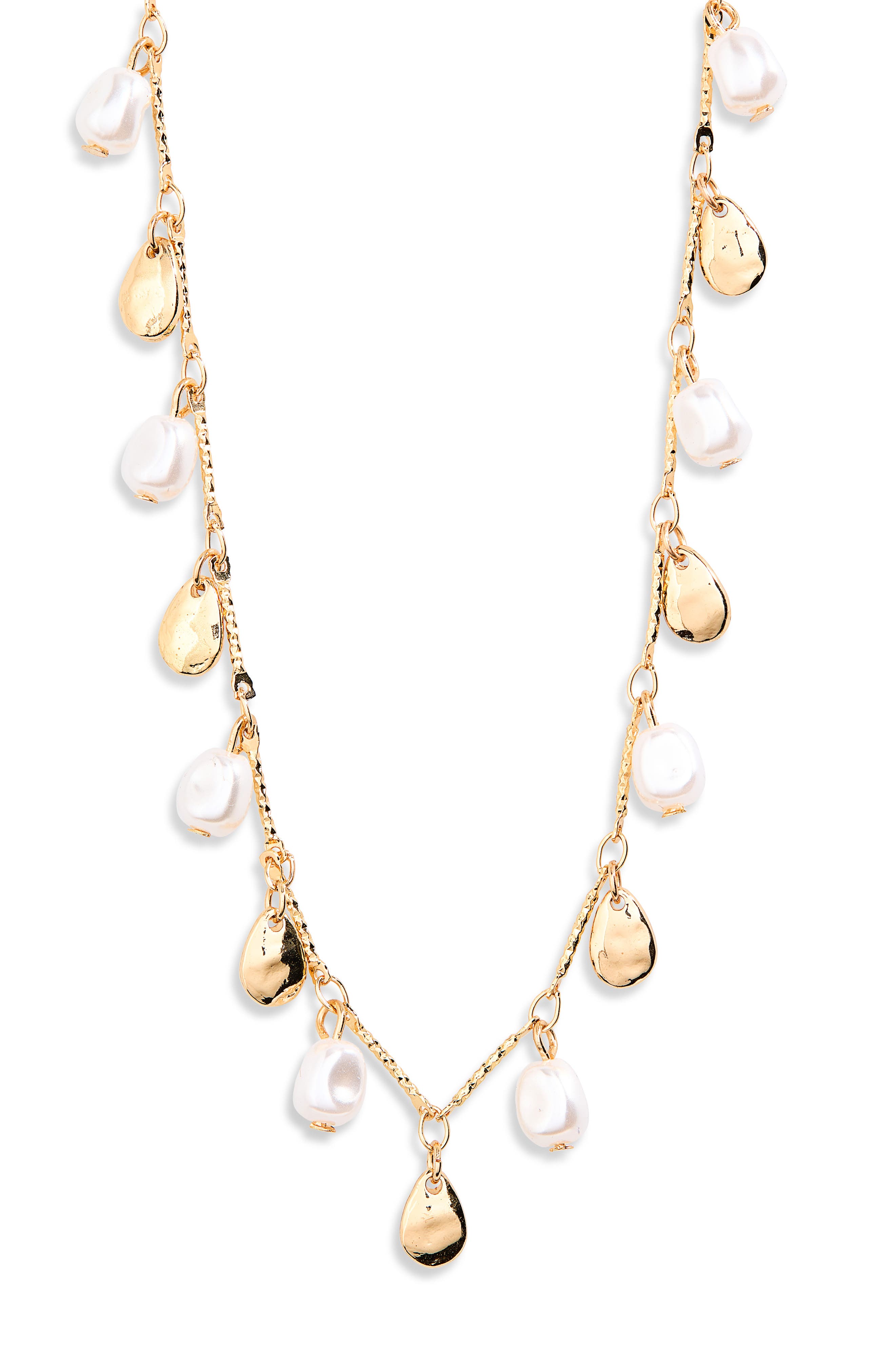 Faux Pearl & Drop Shaker Necklace