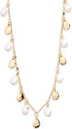 NORDSTROM RACK Faux Pearl & Drop Shaker Necklace
