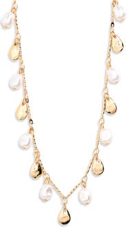 NORDSTROM RACK Faux Pearl & Drop Shaker Necklace
