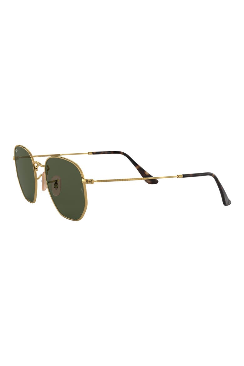 48mm Hexagonal Flat Lens Sunglasses, Alternate, color, GOLD GREEN