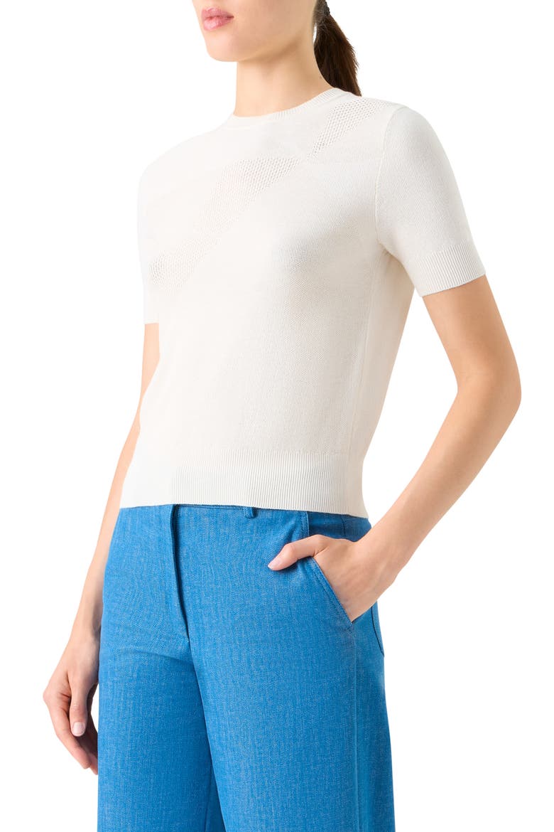 Sunbeam Short Sleeve Silk & Cotton Sweater, Alternate, color, ECRU