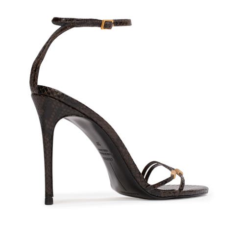 Black Suede Studio Britanny Strappy Snake Sandal In Black
