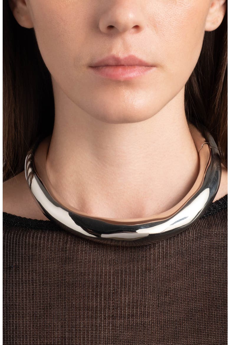 Molten Hinged Collar Necklace, Alternate, color, SILVER