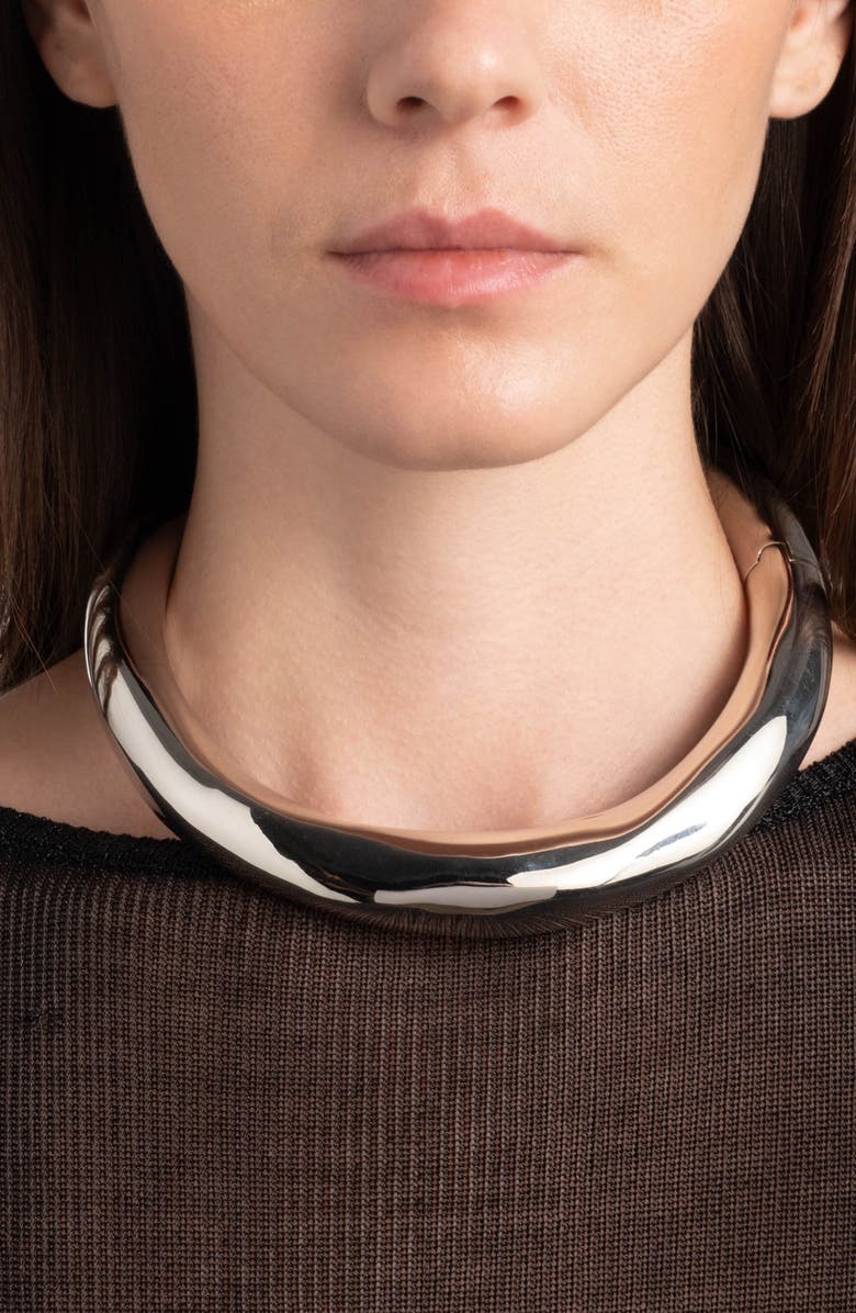 Alexis Bittar Molten Hinged Collar Necklace, Alternate, color, Silver