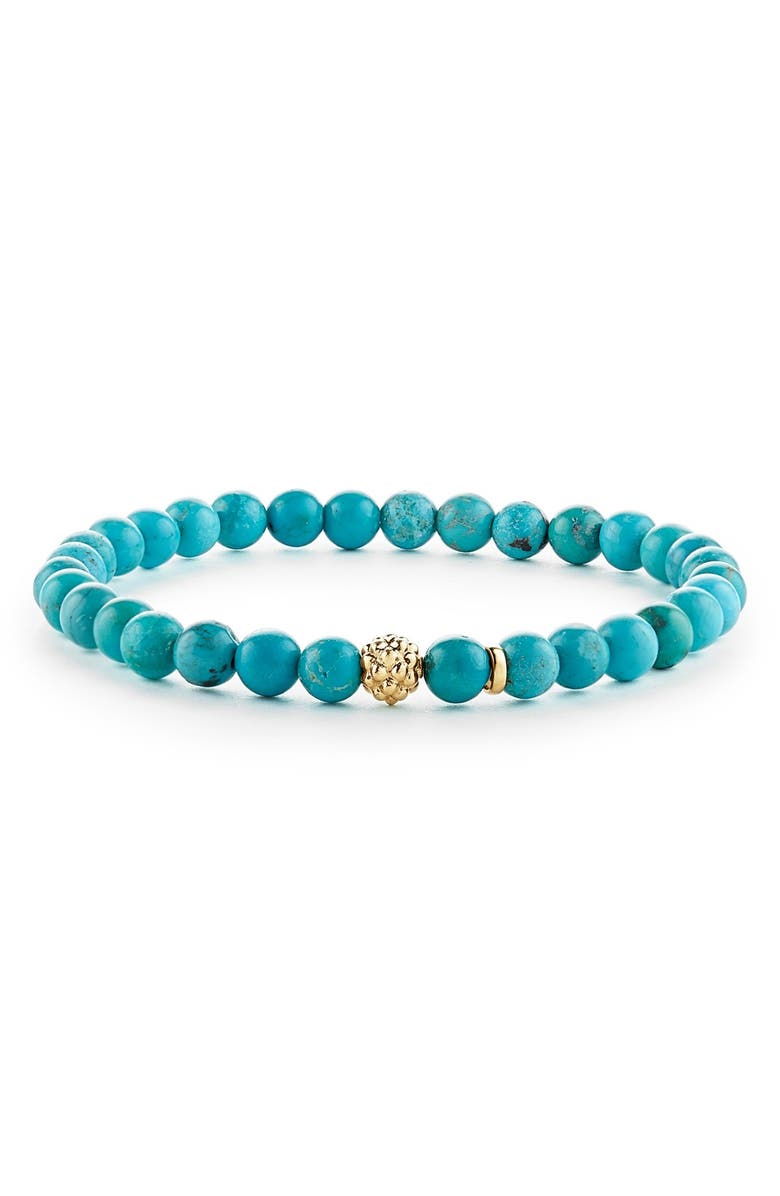 LAGOS Caviar Icon Semiprecious Stone Bracelet, Main, color, Turquoise/ Gold