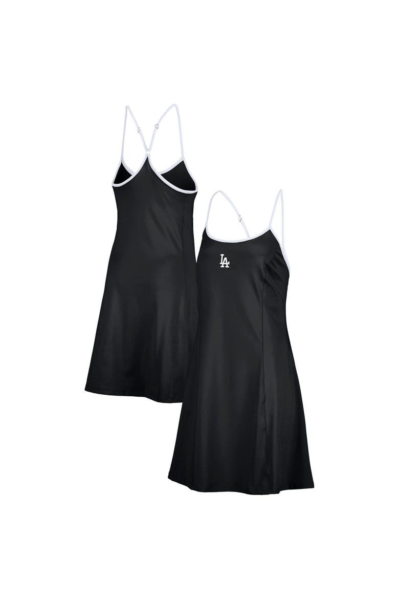 Women's Lusso  Black Los Angeles Dodgers Nakita Strappy V-Neck Dress, Main, color, Black