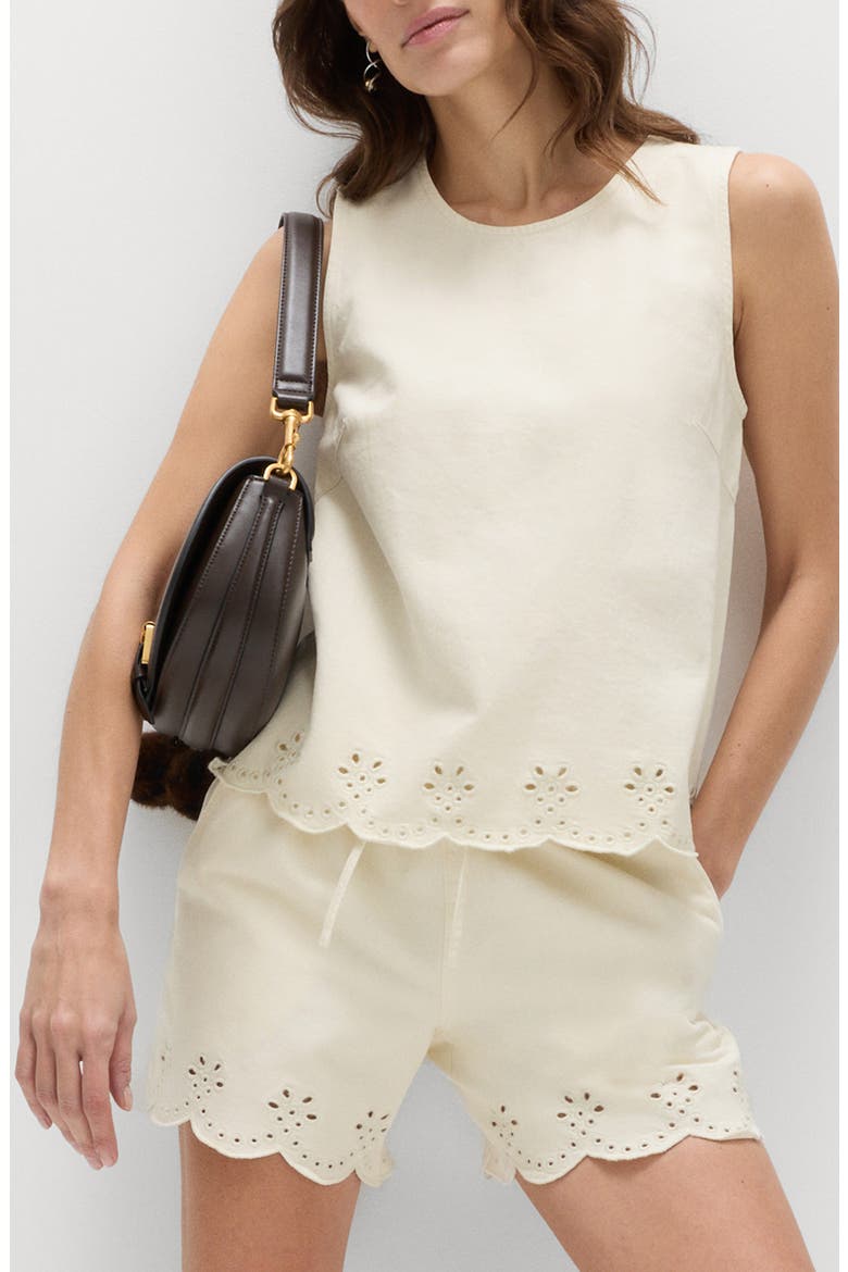 Denim Cutwork Tank, Main, color, IVORY