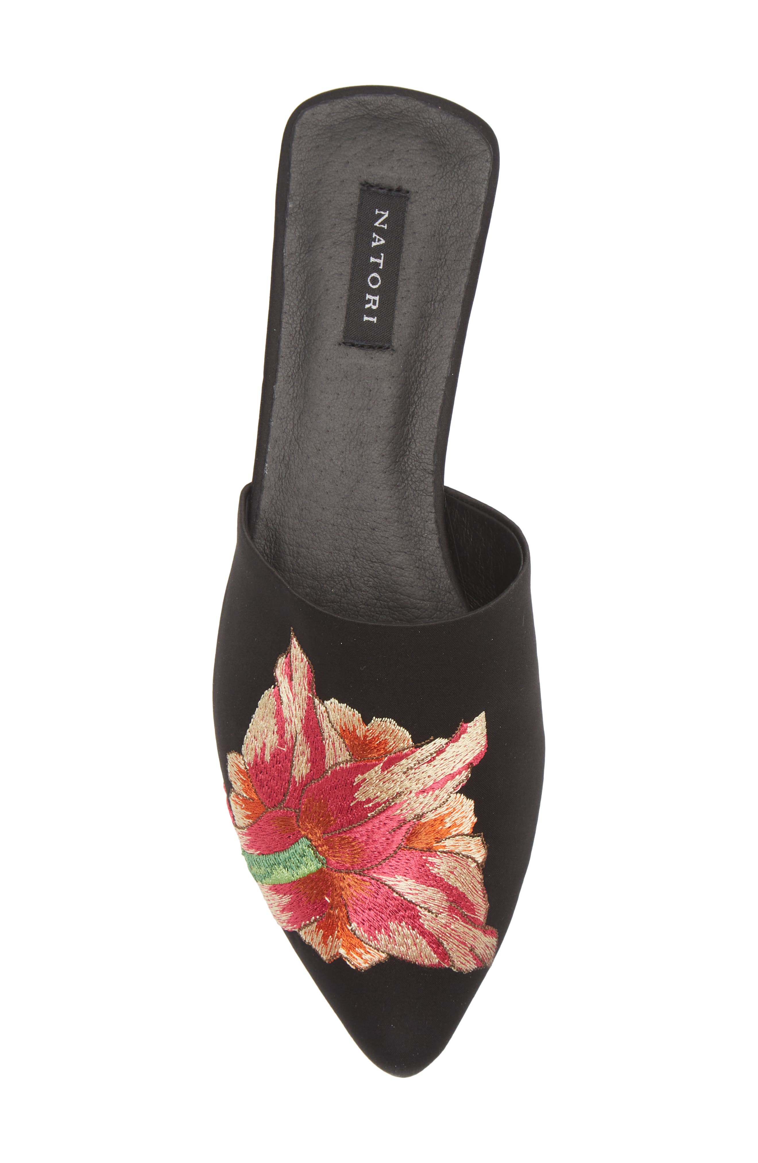 Natori Arri Embroidered Satin Mule, Alternate, color, 