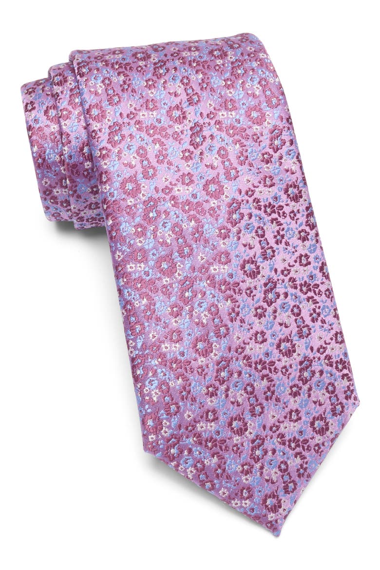 Avignon Floral Satin Tie, Main, color, ORCHID
