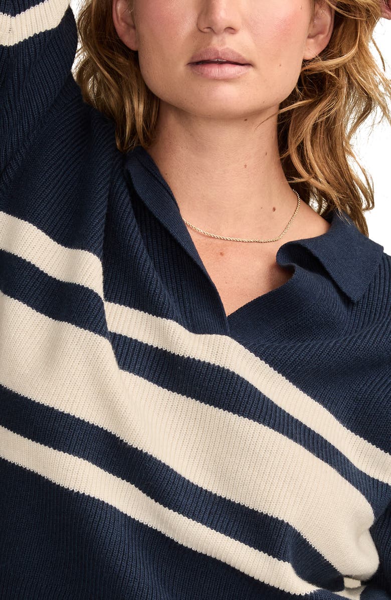 Lucky Brand Stripe Rugby Polo Sweater, Alternate, color, Ocean Deep