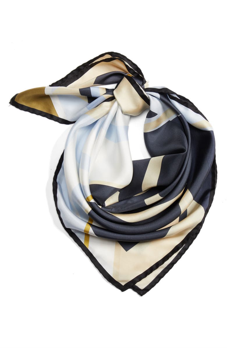 Loewe Stripe Anagram Print Silk Twill Scarf, Alternate, color, 