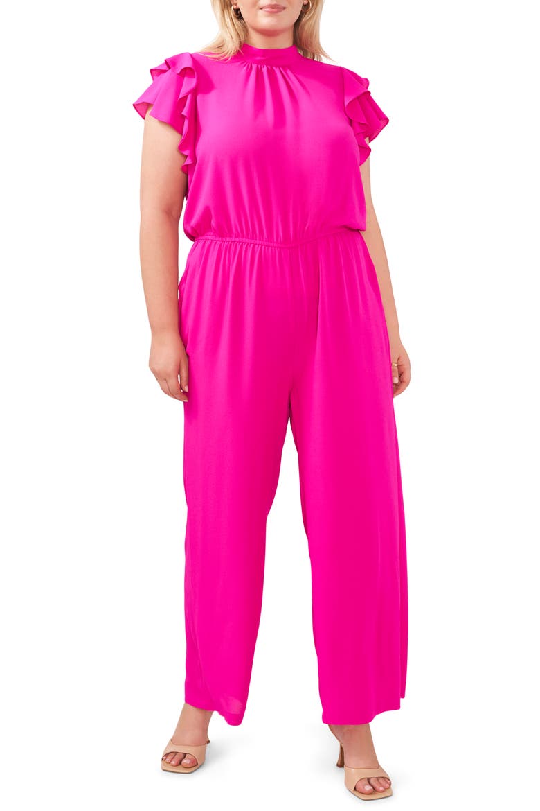 Flutter Sleeve Jumpsuit, Main, color, FIERCELY FUCHSIA