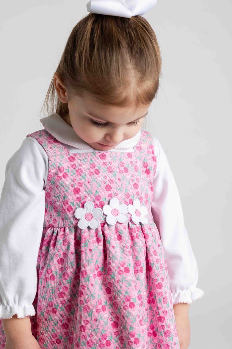 Floral Corduroy Jumper With Flowers, Alternate, color, Pink