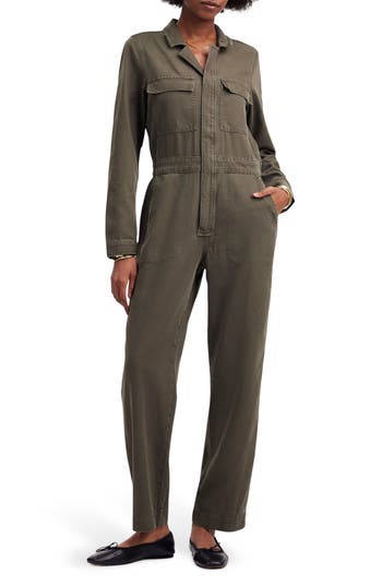 Shop Madewell Garment Dyed Utility Coveralls In Faded Ivy