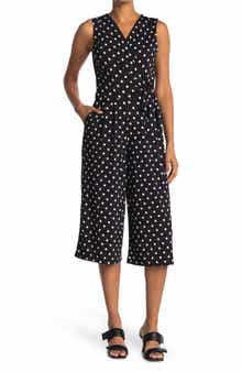 Nina Leonard Surplice Culotte Crop Jumpsuit