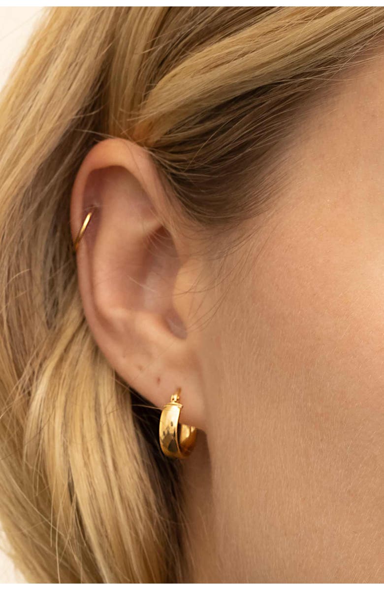 Oradina 18K Yellow Gold Forever and Ever Mini Hoops, Alternate, color, Yellow Gold