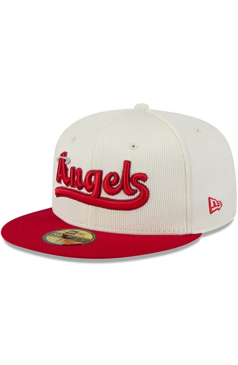 New Era Men's New Era Cream/Red Los Angeles Angels City Connect Batting Practice 59FIFTY Fitted Hat, Alternate, color, Cream