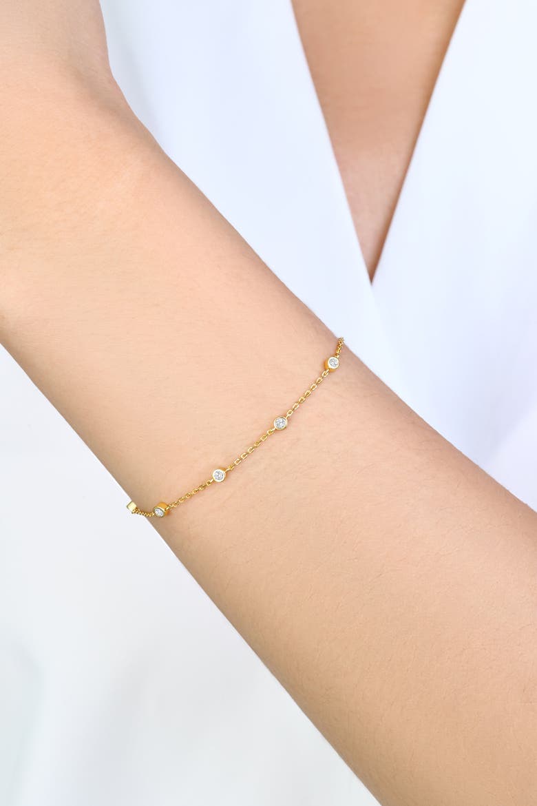 Bezel Set Cubic Zirconia Bracelet, Alternate, color, 18k Gold Vermeil