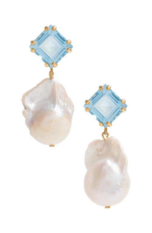 Freya Rose Blue Topaz Baroque Drops in Gold  product