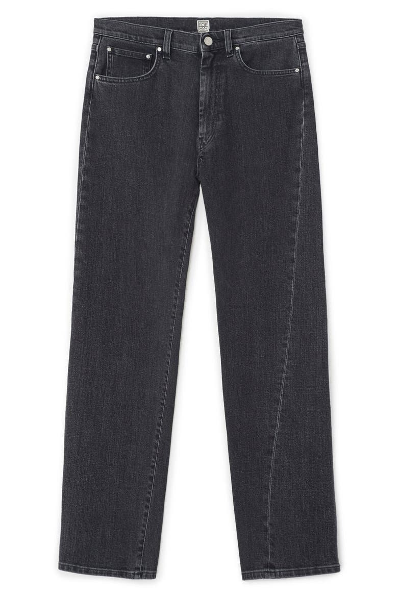 Totême Twisted Seam High Waist Straight Leg Crop Jeans, Alternate, color, GREY WASH