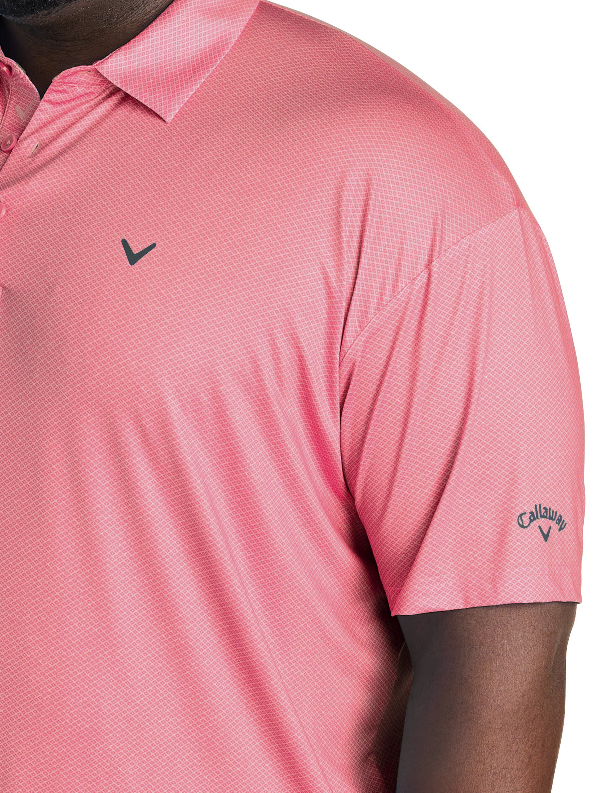 Big & Tall Geometric Heather Print Patterned Polo Shirt - image 4