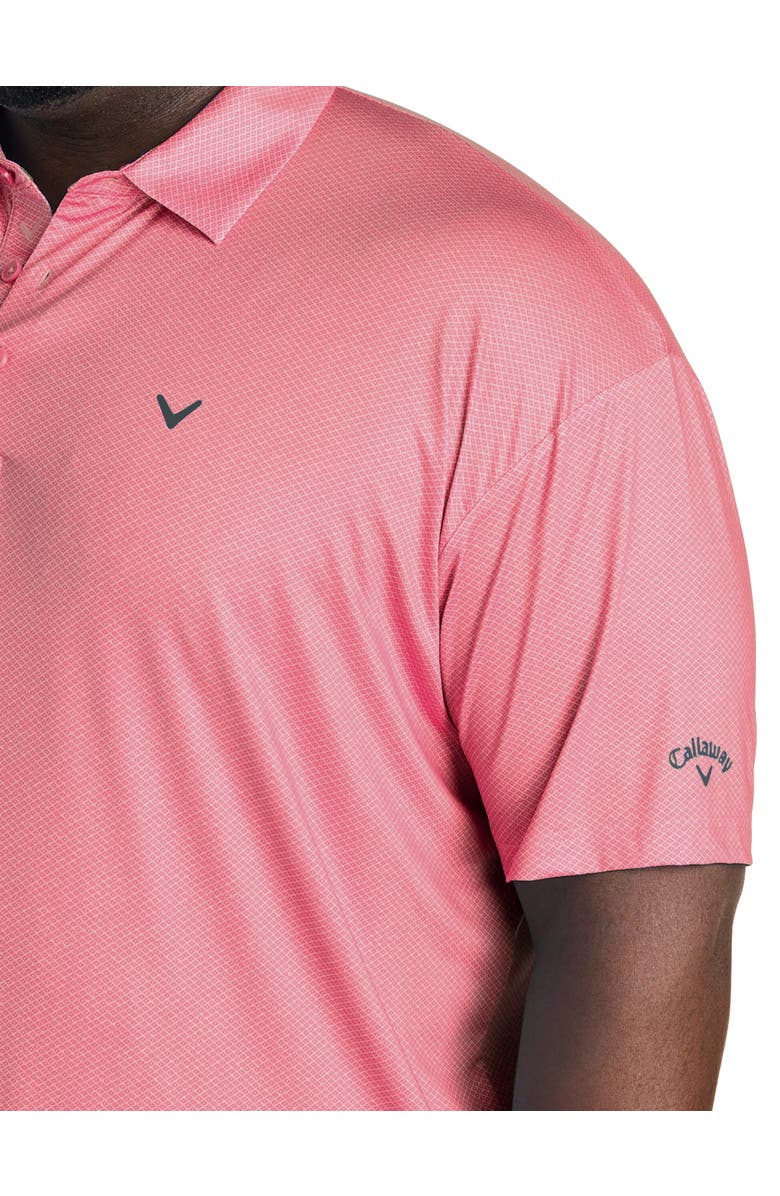 Callaway Big & Tall Geometric Heather Print Patterned Polo Shirt, Alternate, color, Dianthus