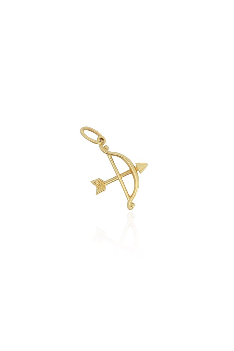 Mini Gold Bow and Arrow Charm, Main, color, Yellow Gold