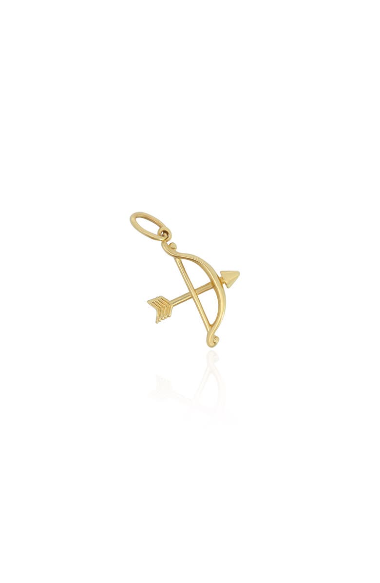 The Lovery Fine Jewelry Mini Gold Bow and Arrow Charm, Main, color, Yellow Gold