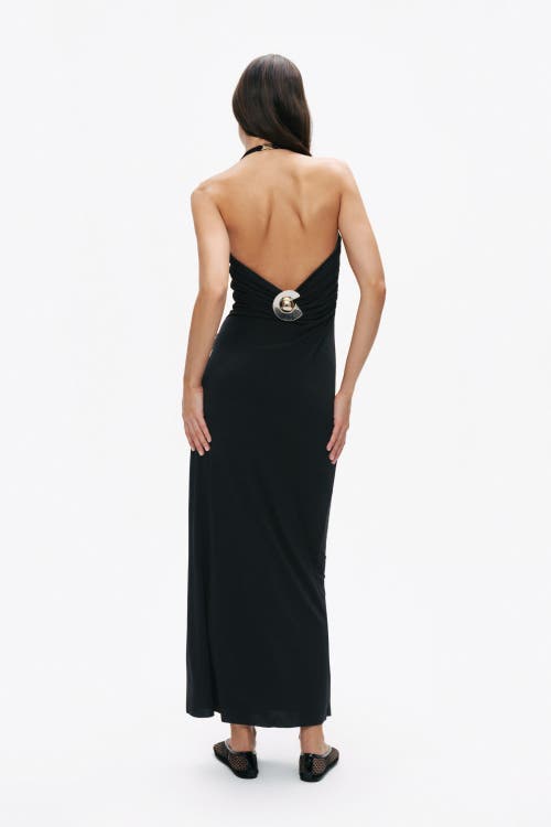 Nocturne Maxi Dress With Back Accessory In Black