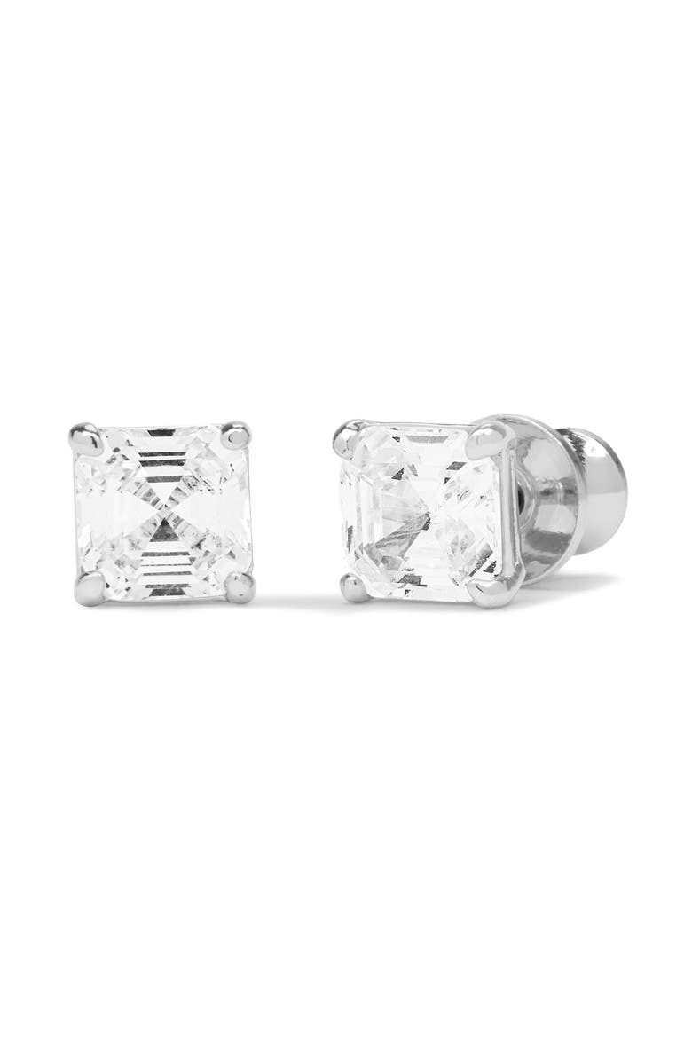Queen Cubic Zirconia Stud Earrings, Main, color, SILVER-WHITE