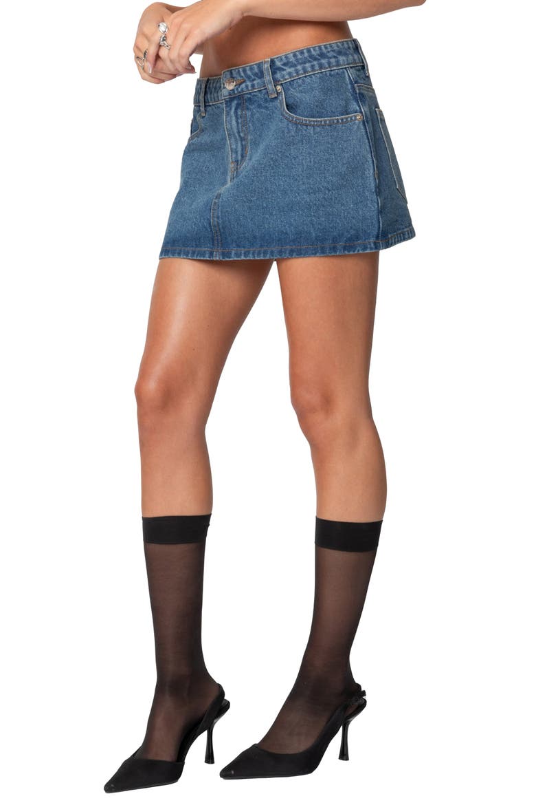 Chiara Low Rise Denim Miniskirt, Alternate, color, BLUE
