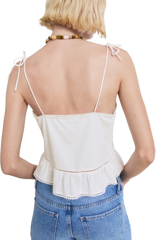 Mango Embroidered Eyelet Camisole In White