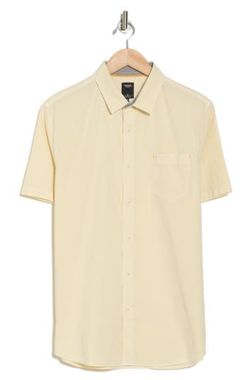 Union Clearwater Short Sleeve Stretch Cotton Button-up Shirt In Vanilla