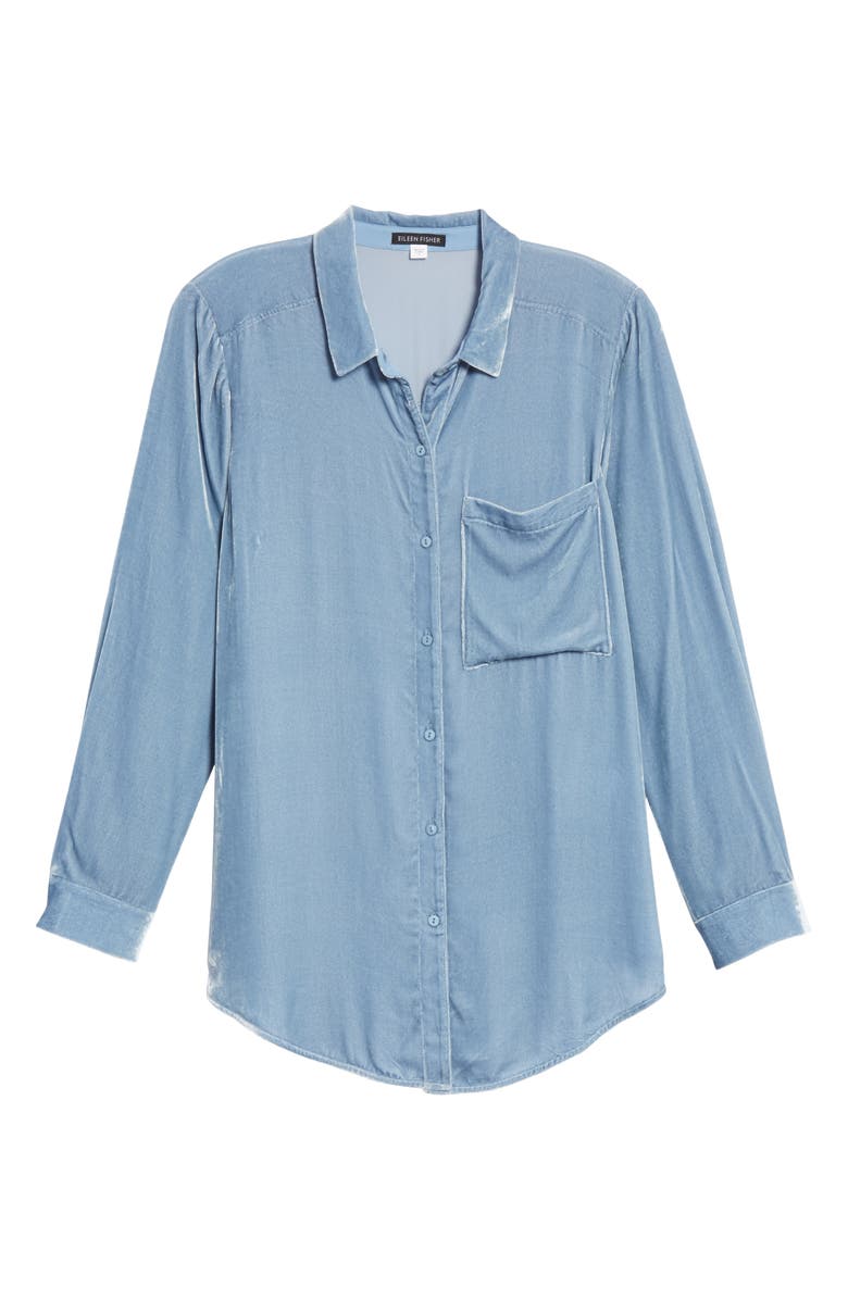 Eileen Fisher Classic Velvet Collar Shirt, Alternate, color, Haze