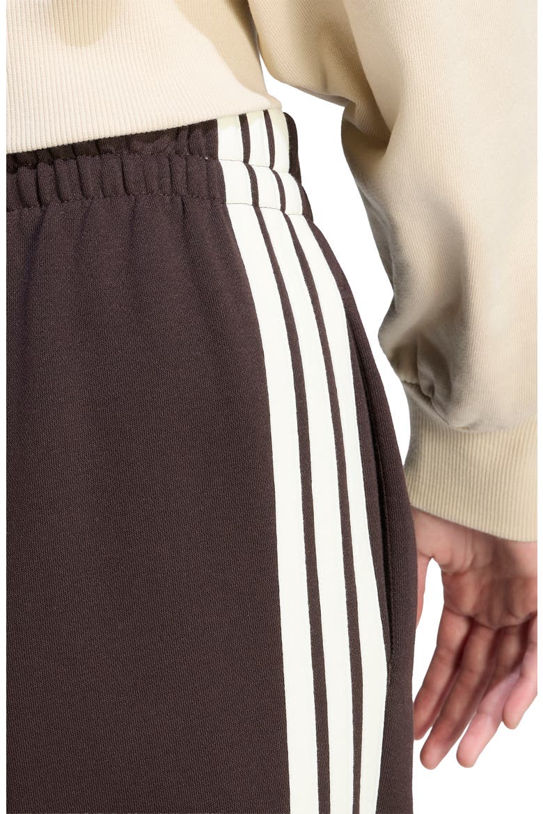 Essentials 3-Stripes Open Hem Fleece Track Pants, Alternate, color, AURORA COFFEE/ IVORY