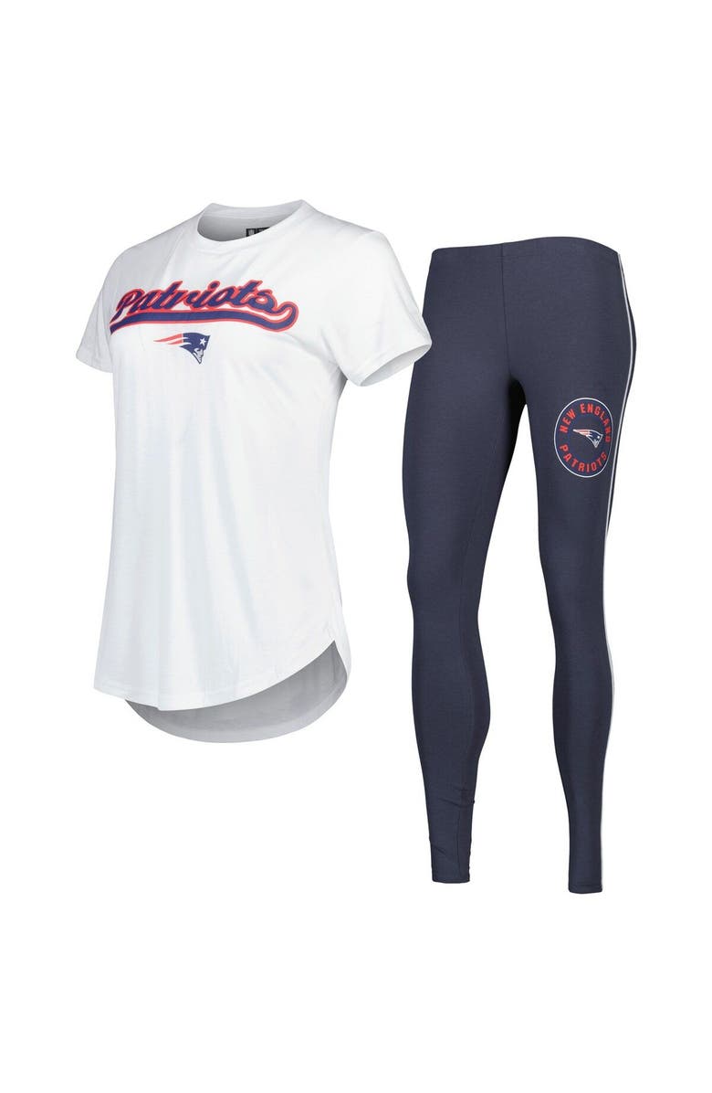 CONCEPTS SPORT Women's Concepts Sport White/Charcoal New England Patriots Sonata T-Shirt & Leggings Sleep Set, Main, color, White