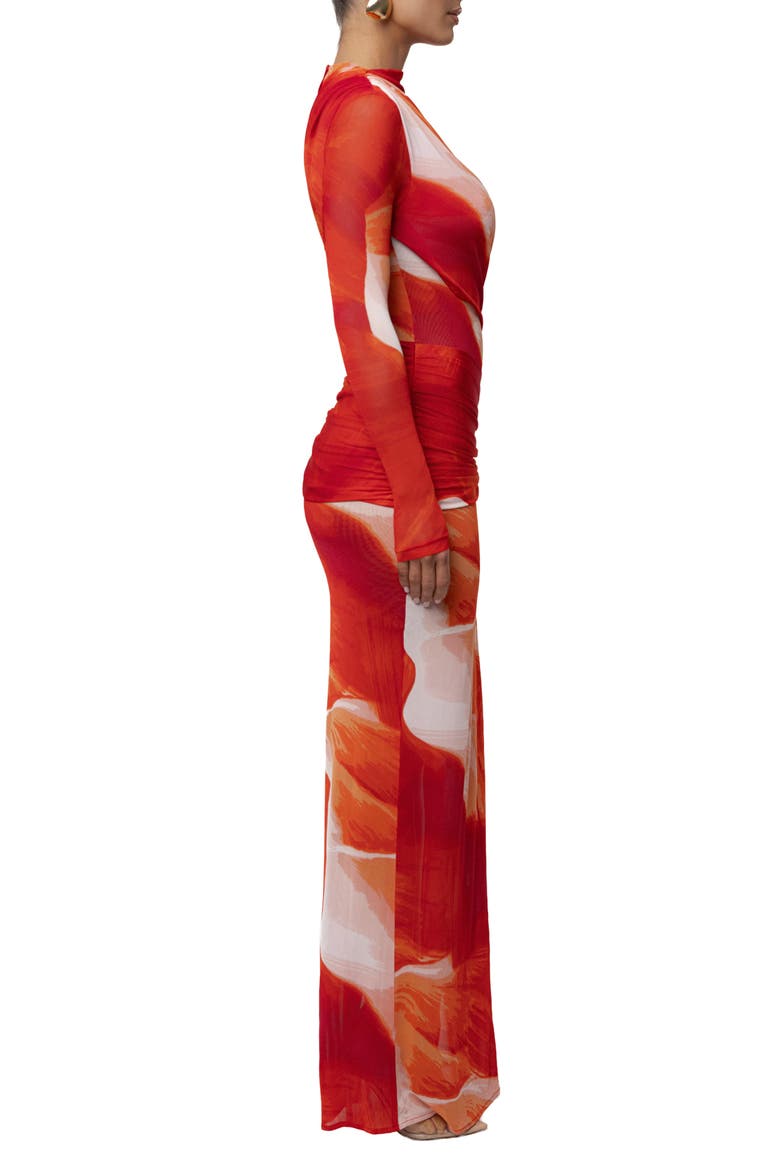 Heatwave Mesh Maxi Dress, Alternate, color, Sunset Red