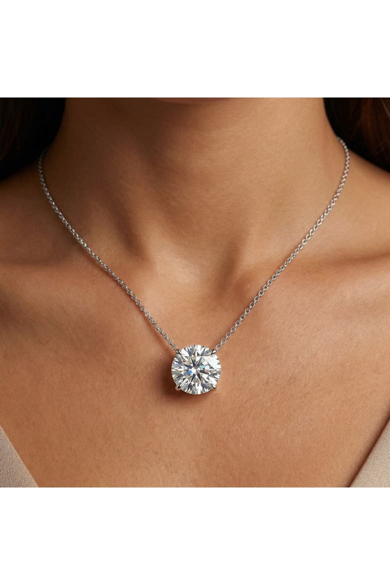 1 1/2Ct Round Cut Solitaire Diamond Pendant 14k Gold Women's 18" Chain Lab Grown, Alternate, color, White Gold