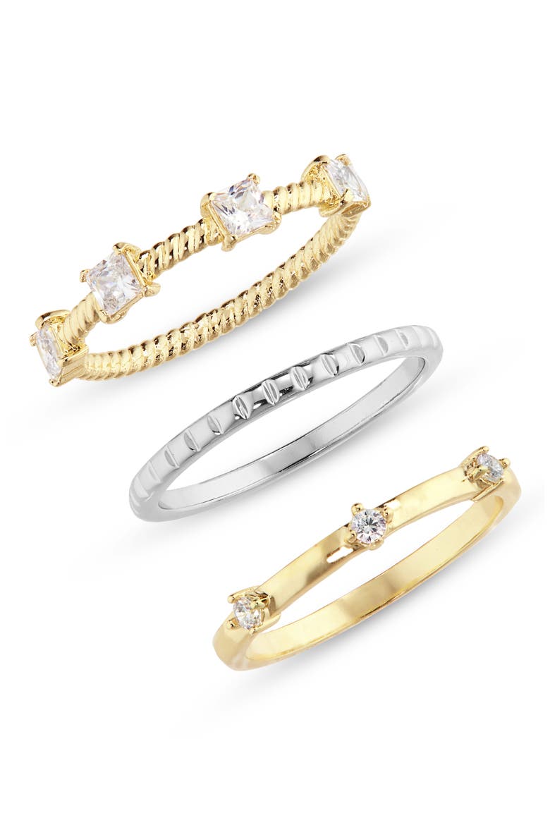 Set of 3 Mixed CZ Rings, Main, color, TWO TONE