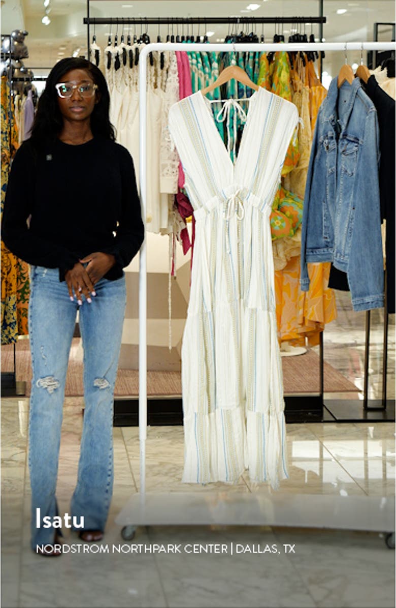 Stripe Deep V-Neck Cover-Up Maxi Dress, sales video thumbnail