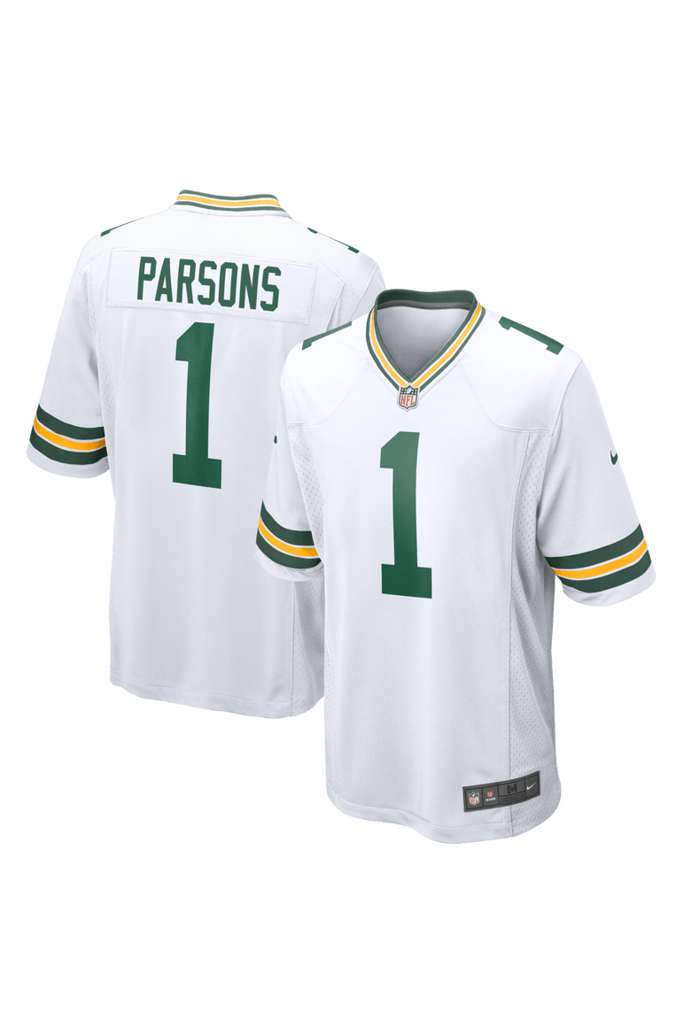 Men's Nike Micah Parsons White Green Bay Packers Game Player Jersey, Main, color, White