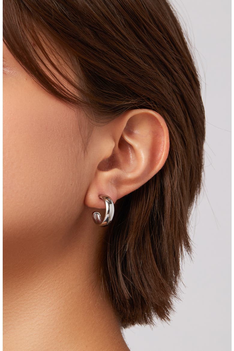 Small Staple Hoop Earrings, Alternate, color, PLATINUM