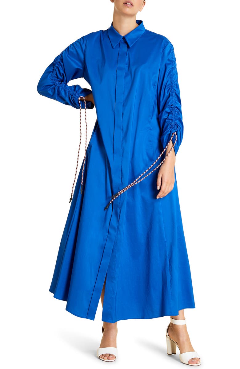 Marina Rinaldi Dondolo Long Sleeve Maxi Shirtdress, Main, color, 