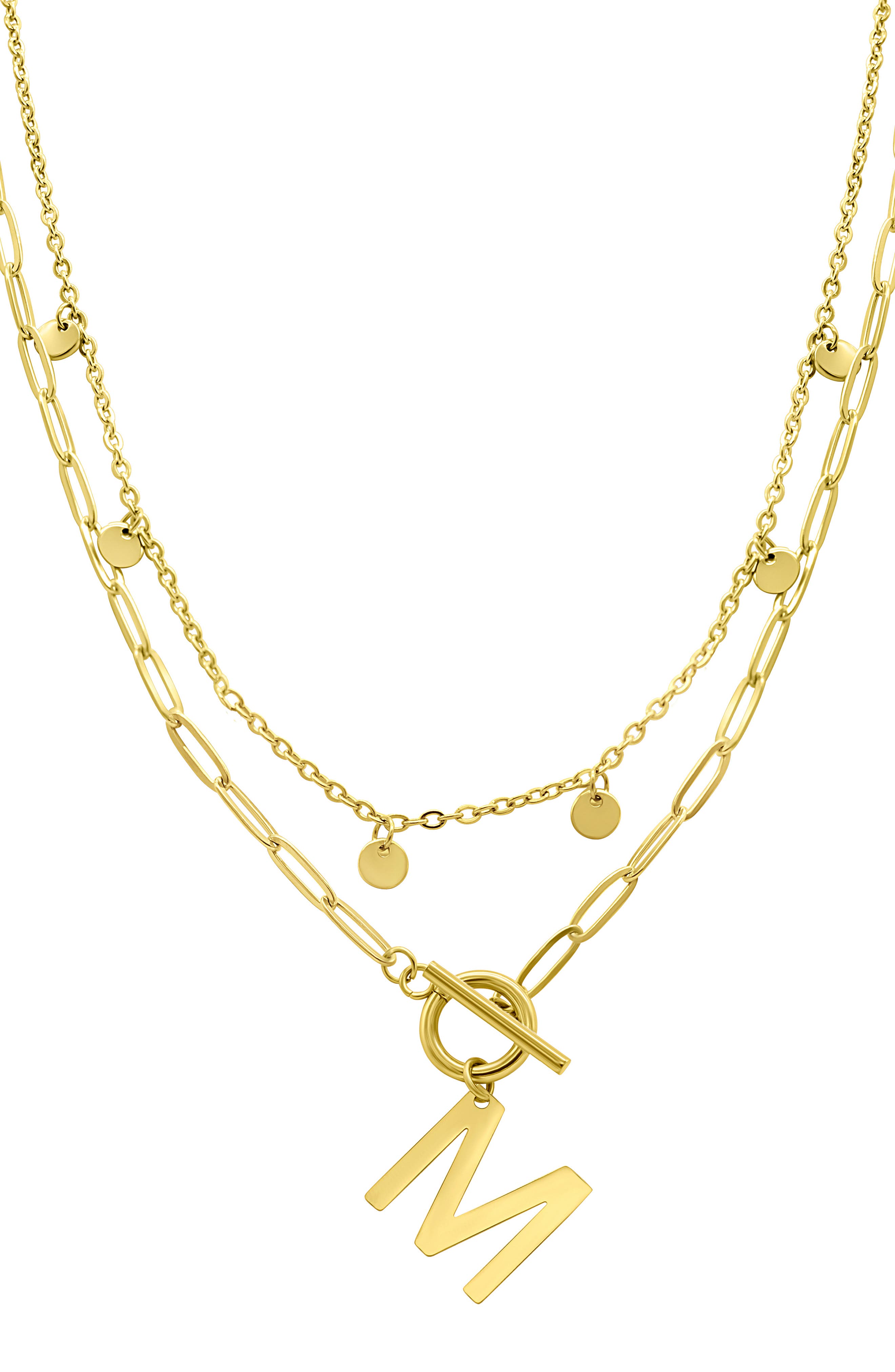 Initial Pendant Layered Chain Necklace