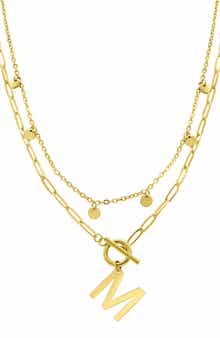 Initial Pendant Layered Chain Necklace