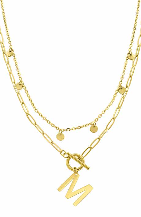 Initial Pendant Layered Chain Necklace